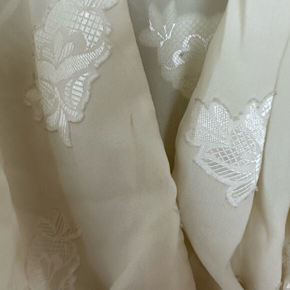 Vintage Cachet By Bari Protas Cream Sheer Floral Embroidered Midi Dress XS - Picture 15 of 16